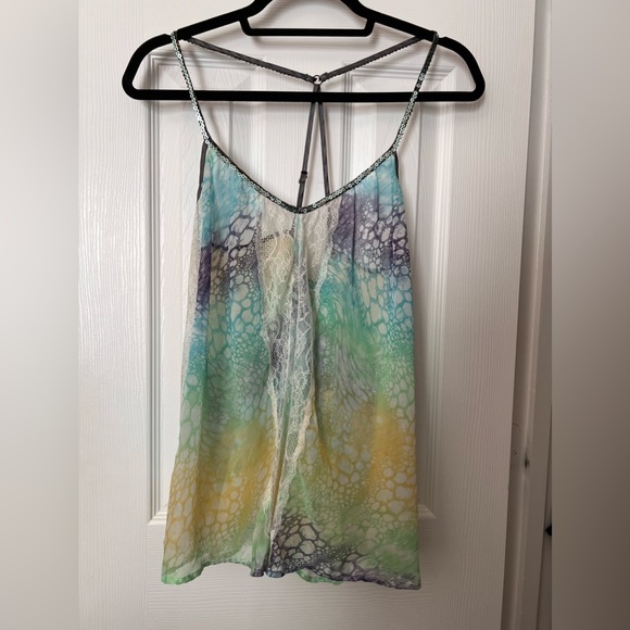 Free People Tops - Free People Lace Chiffon Sequin Strap Camisole, Size M